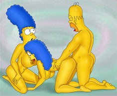 Homer Simpson and Marge Simpson fucking in threesome