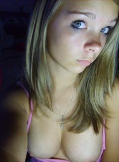 OMG-Teens |   Cute blonde teen flashing her nice tits