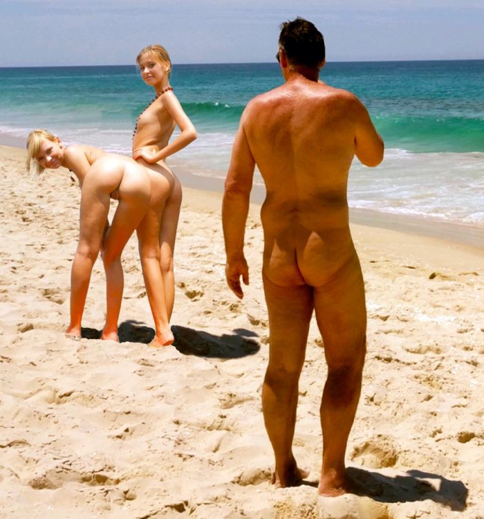 True nudist and two naked blondes