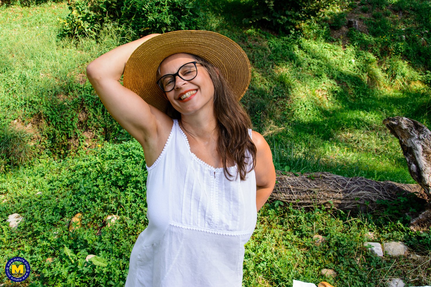 Hairy Busty Tina loves to get wet outside in the grass SexPin image photo